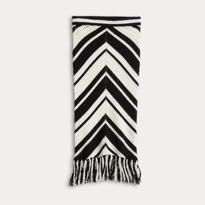 NWT Nine West Chevron Crochet Fringe Maxi Skirt - Black/White - XL